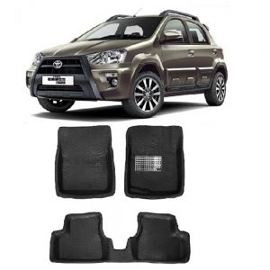 4.5D Car Floor Foot Tray Mats for Etios Cross  - Black